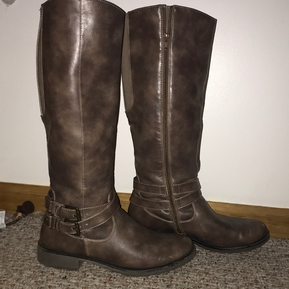 Tan high boots. From belk. Great for cute outfits